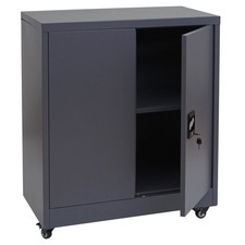 B-Ware Aktenschrank MCW-O50, mit Rollen, 2 Türen, Stahl 98x80x40cm, dunkelgrau