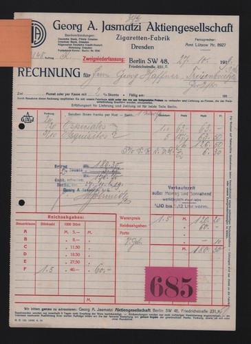 Berlin rechnung 1919 - rechnung,