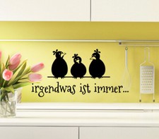 Wandsticker Wandtattoo Küche Spruch irgendwas ist ... Wand Aufkleber Deko W1207