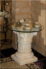 Beistelltisch Tisch Glastisch Säule Telefontisch Modern Kaffeetisch Stuckgips