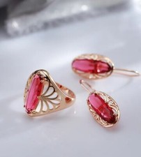 Damen Schmuck Set 585 Roségold Plattiert,neu,Ring Größe 54