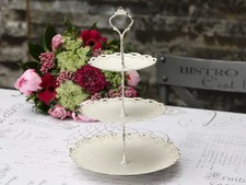 Chic Antique Etagere Franz. Landhaus 3 Etagen Metall Antik Creme Shabby H34cm