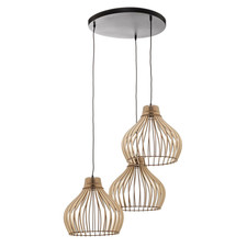 Euluna Hängeleuchte Barrel mit Holzschirmen Deckenlampe Deko-Pendelleuchte 668