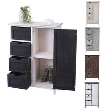 Kommode Schrank, 82x55x30cm, Shabby-Look, Vintage grau braun weiß