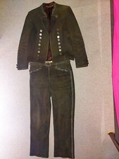 Hirschleder-Trachtenanzug. Unikat,  Gr. 50 /52 mit antiken Silbermünzen-Knöpfen