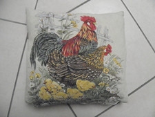 Kissenbezug  + Kissen 34x34  Osterkissen Deko Kissen Hülle Hahn Federfüllung