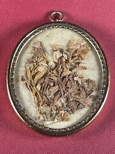 Miniatur Medaillon Herbarium Rahmen Metall Glas Orig. Handarbeit 1890/00er Alt