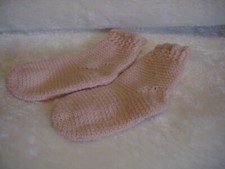  Baby Socken, gehäkel Rosa    12 cm Neu 6-12 Monate Wolle