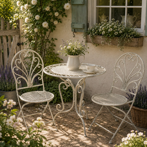Gartentisch mit 2 - ✨,