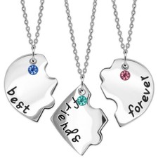 Edelstahl Herzen Kettenanhänger 3 Teile mit Ketten Freunde Freundschaftkette