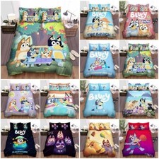 Cartoon Bluey 3D Bettwäsche Set Duvet Cover Bett bezug Kissen bezug Kinder