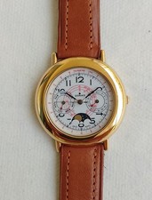 Donax Armbanduhr Damenuhr Mondphase Lederarmband Datumsanzeige P3 Wochenanzeige