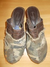 Schuhe, Pantolette,Clog, modern mit Absatz, camouflage, Größe 36