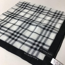 Burberry unbenutztes Seidentuch Einstecktuch kariert schwarz 57,5 x 56,5 cm