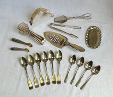 Konvolut versilberte Löffel Alpacca Gebäckzange Serviettenständer Ikora u.a.