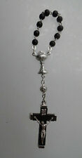 Kinder Rosenkranz schwarz Holz Kommunion Geschenk Fingerrosenkranz Auto Spiegel