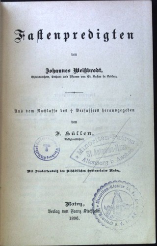 Fastenpredigten weißbrodt - fastenpredigten;,
