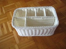 Landhaus Besteck-Ständer Besteck-Korb Rattan-Look Kunststoff Küche Utensilien