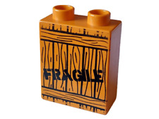 Lego Duplo Motivstein hell braun FRAGILE Holz  Baustein 1x2x2 aus  4685  Stapler