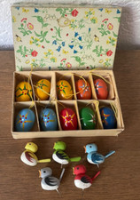 Ostern Holz orig.Erzgebirge älteres Set Ostereier Originalverpackung Vögel