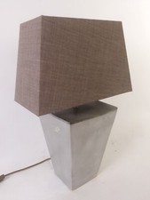 Tischleuchte Rechteckig Stoffschirm Grau Keramikfuß Silber E 27 H 53,5cm