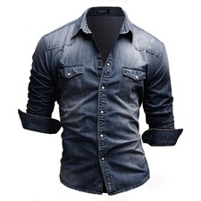 Herren Hemd Jeanshemd Denim