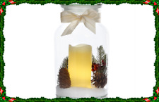 ELAMBIA Flammenlose Kerze im großen Glas Timerfunktion 2tlg. Set