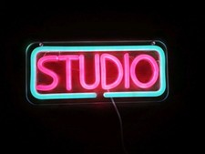 Neon Sign Schild Leucht LED Reklame Studio Pink Blau USB Nagel Tattoo Beauty 
