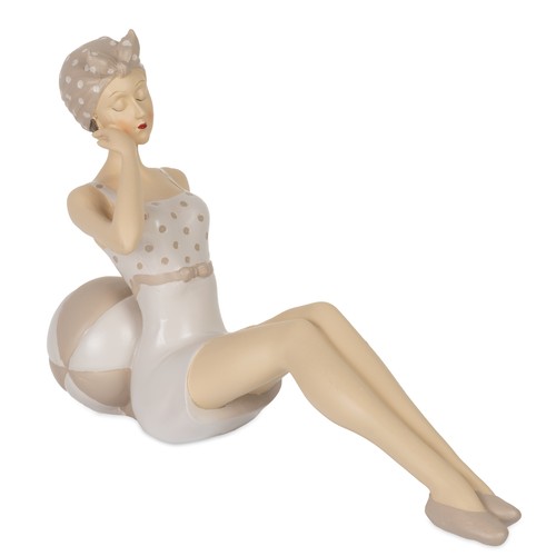 Dekofigur frau beige retro - beige,