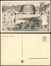 Ansichtskarte Bacharach Stadt, Scherzkarte Weinfass 1928