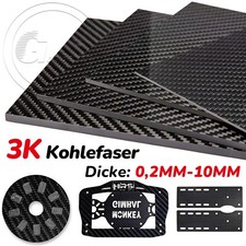 Carbon Platte 0.2mm-10mm CFK Kohlefaser Plate 3K matt Voll Carbon Größe wählbar