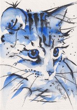 Qriginal Aquarell einer Katze