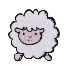 am61★Schaf Weiß Aufnäher zum aufbügeln Bügelbild Patch Applikation 7,1 x 7,2 cm
