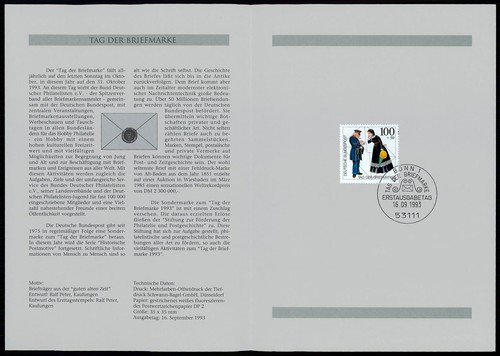 Brd sammelblatt 1993 tag - sammelblatt, 1993/35