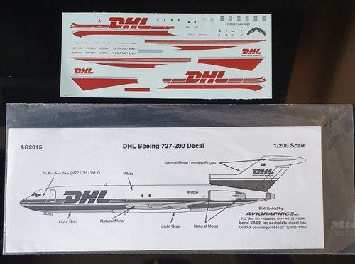 Decal dhl boeing 727 200 - dhl, 727-200