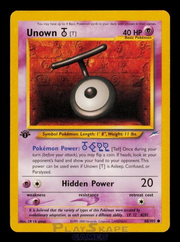 Pokemon karte unown 88 - pokemon, 88/105