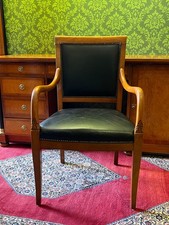 Biedermeier Sessel Leder Chefsessel Bürostuhl Barock Kirschbaum Louis XV Empire