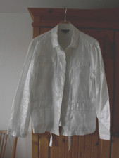 Lands End - Blazer Gr. 42 - weiß glänzend festlich - 100 % Leinen