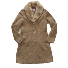 Guy Rover Wunderschöner Mantel, tailliert, m.Pelzbesatz, ca. 38,  Karamell-Töne