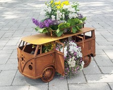 VW Bulli Bus zum Bepflanzen 48x20x28cm Edelrost Rost Gartendeko Auto Camper