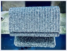 Elegante Silber Abendtasche Clutch mit Strass – Glitzer Handtasche für Damen