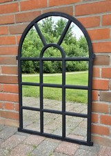 großer alter Wandspiegel Standspiegel antikes Gusseisen Stallfenster verspiegelt