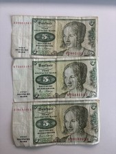 3x 5 Deutsche Mark Scheine -