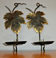 2 Wunderschöne Vintage Wandkerzenhalter aus Messing mit Blattmotiv ca, 22 cm H,