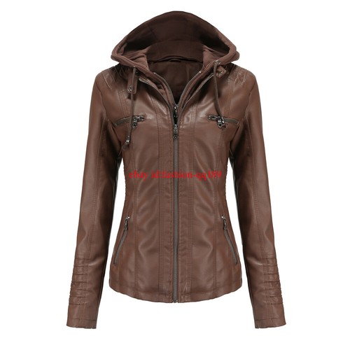 Damen kapuze leder jacke - leder,