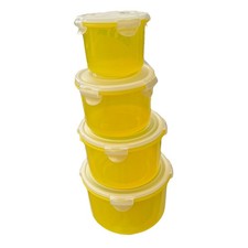 Neu Lock und Lock 4 Dosen 480ml, 850ml, 1,4l, 2,1l Frischhaltedosen Gelb rund