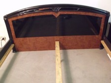 Bettrahmen 180 x 200cm -Hochglanz -Massiv-Schwarz & Braun-Vintage -NEUWERTIG