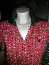 T- Shirt, Poloshirt, Trachtenshirt von Hangowear, bordeaux Blümchen, Größe L 40