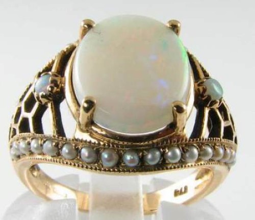 Gelbgold opal solitär - gelbgold, &