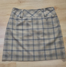 Damen Mini Rock, Gr 38, Zabaione, kariert, Beige, Braun, Blau, gefüttert 